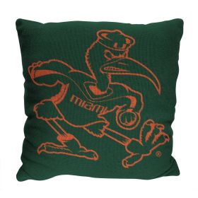 Miami OFFICIAL NCAA "Invert" Woven Pillow; 20" x 20"