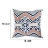 18 x 18 Handcrafted Square Jacquard Cotton Accent Throw Pillow, Geometric Tribal Pattern, White, Black, Beige