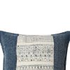 18 x 18 Square Handwoven Accent Throw Pillow, Polycotton Dhurrie, Kilim Pattern, White, Blue