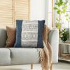 18 x 18 Square Handwoven Accent Throw Pillow, Polycotton Dhurrie, Kilim Pattern, White, Blue