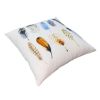 20 x 20 Modern Square Cotton Accent Throw Pillow, Printed Feather Patterned Design, White, Multicolor