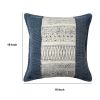 18 x 18 Square Handwoven Accent Throw Pillow, Polycotton Dhurrie, Kilim Pattern, White, Blue