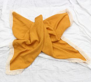 Baby Cotton Double Yarn Tassel Bath Towel (Option: Turmeric-100x120cm)