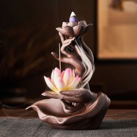 1pc Reversible Lotus Floral Aromatherapy Furnace Purple Sand Ornament (Style: Single Furnace, Items: Small-Pink Lotus)