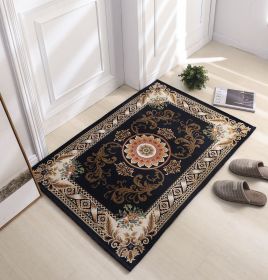 Thickened Absorbent Jacquard Carpet Dornier Woven Living Room Bathroom Rug Kitchen Non-slip Home Entry Floor Door Mat Red Brown (Color: Navy Blue, size: 80CMx120CM)